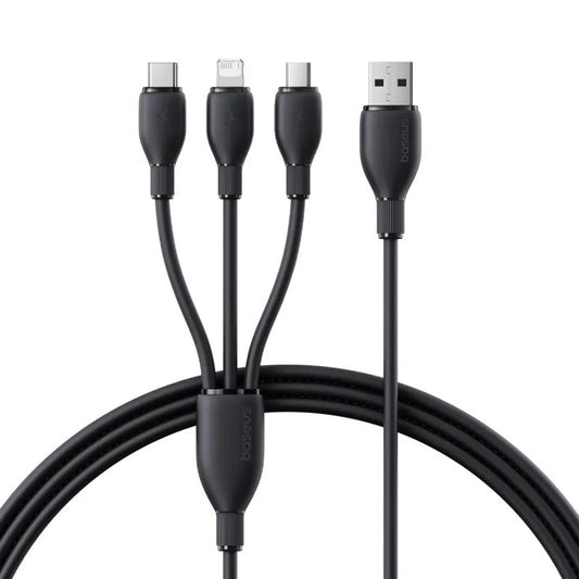 Кабел за зареждане USB-C - Lightning / microUSB / USB-C Baseus Ultra Fast 3in1, 20W, 0.8m, Черен P10377501111-00