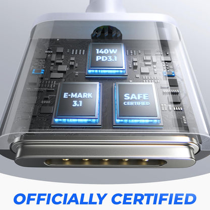 Кабел за зареждане USB-C - MagSafe 3 Lisen, 140W, 2m, Сребрист YL0123070001