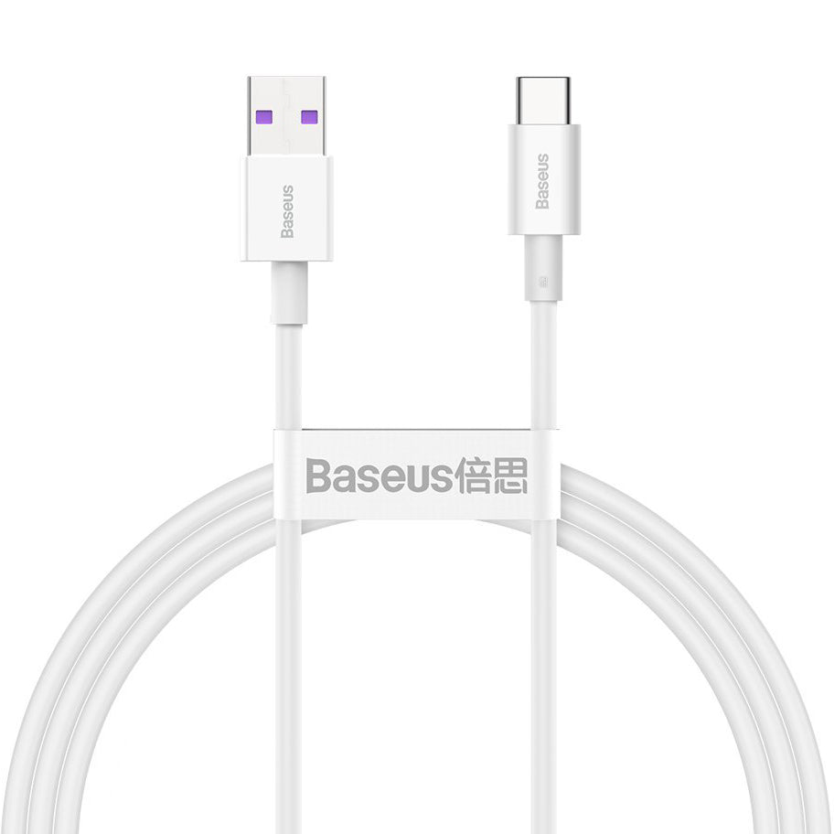 Кабел за данни и зареждане USB-A - USB-C Baseus Superior Series, 66W, 1m, бял CATYS-02