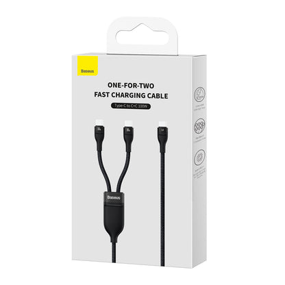 USB-C кабел за данни и зареждане - USB-C Baseus Flash, 100W, 1,5 м, черен CASS060001