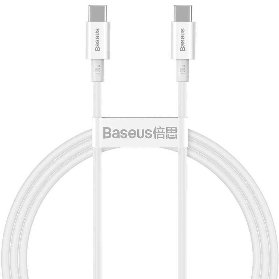 USB-C кабел за данни и зареждане - USB-C Baseus Superior Series, 100W, 1m, бял CATYS-B02