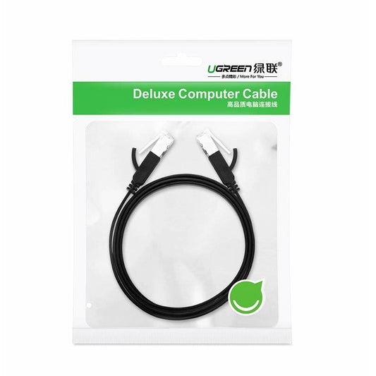 Мрежов кабел UGREEN NW101 Плосък, UTP, Cat6, 2 m, черен 