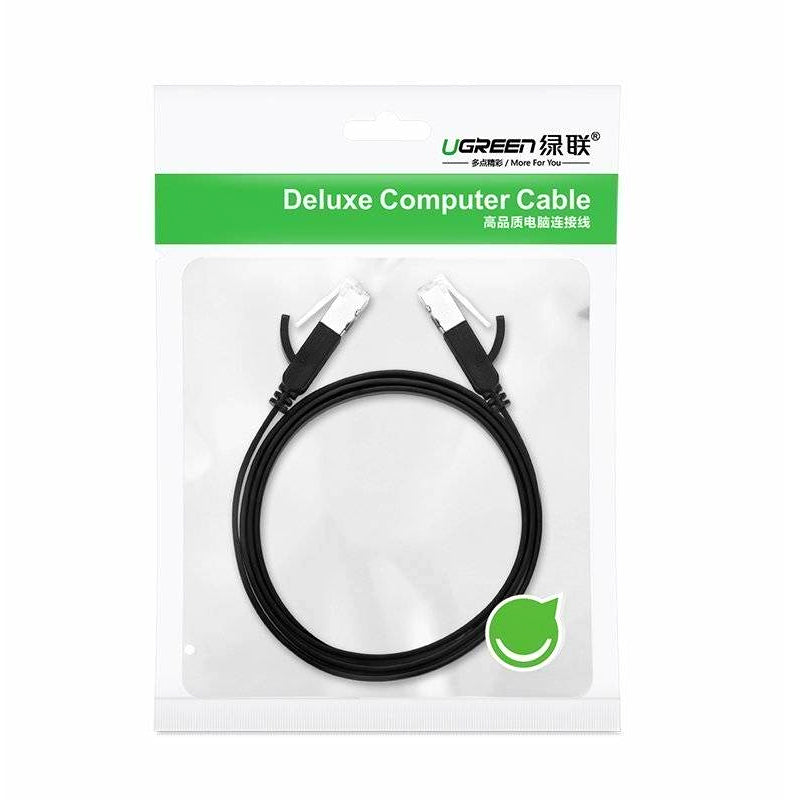 UGREEN Мрежов кабел NW101 Плосък, UTP, Cat6, 1 м, черен 