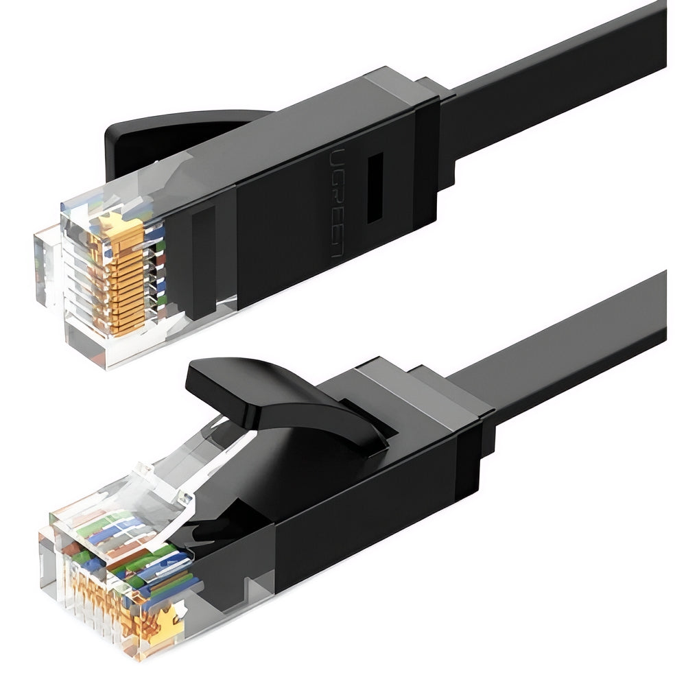 Мрежов кабел UGREEN NW102 Flat, UTP, Cat6, 0.5м, Черен