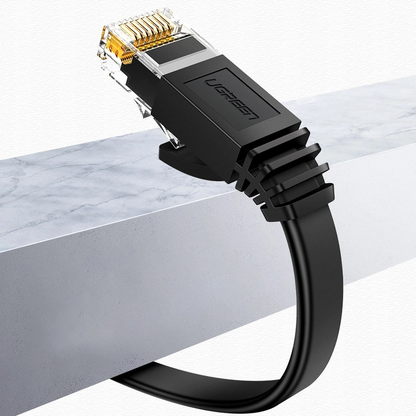 Мрежов кабел UGREEN NW102 Flat, UTP, Cat6, 0.5м, Черен