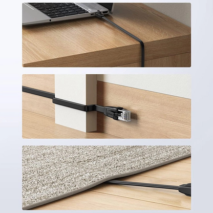 Мрежов кабел UGREEN NW102 Flat, UTP, Cat6, 0.5м, Черен