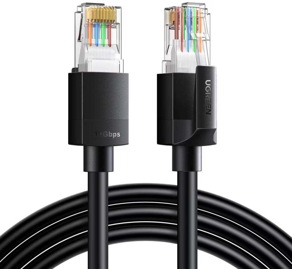 Мрежов кабел UGREEN NW316, UTP, Cat6, 8m, Черен