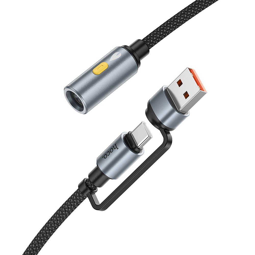 Електрическа запалка HOCO UA38B, USB-C / USB-A, 0.3m, Черен