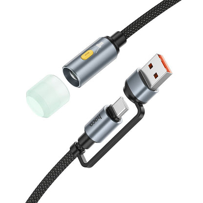 Кабел Led HOCO UA38C, USB-C / USB-A, 0.3m, Черен