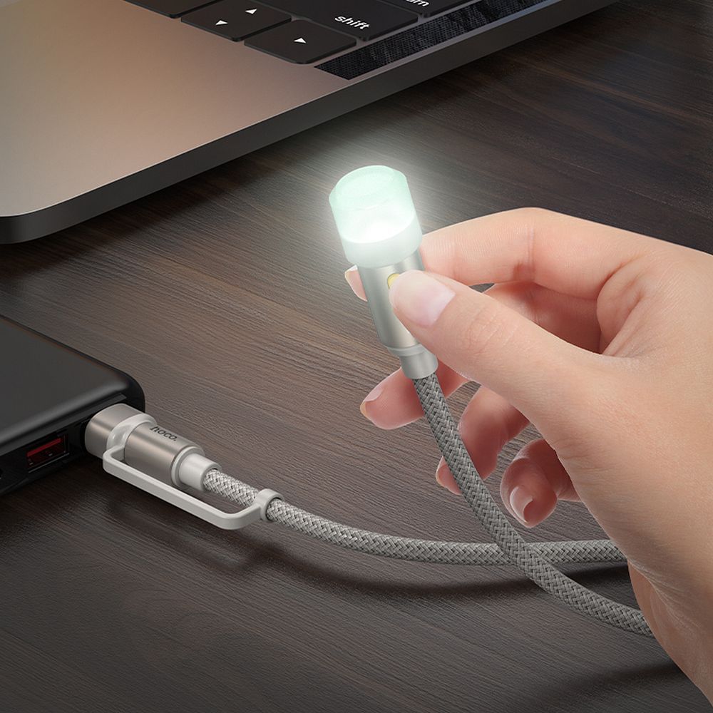 Кабел Led HOCO UA38C, USB-C / USB-A, 0.3m, Черен