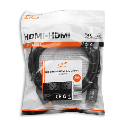 Видео кабел LTC Gold, HDMI - HDMI, 8K, 2м, Черен
