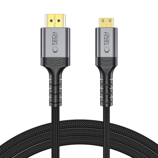 Видео кабел Tech-Protect Ultraboost 2, miniHDMI - HDMI, 8K, 2м, Черен