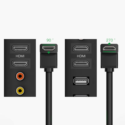 Видеокабел UGREEN ъглов, HDMI - HDMI, 4K, 1 м, черен 