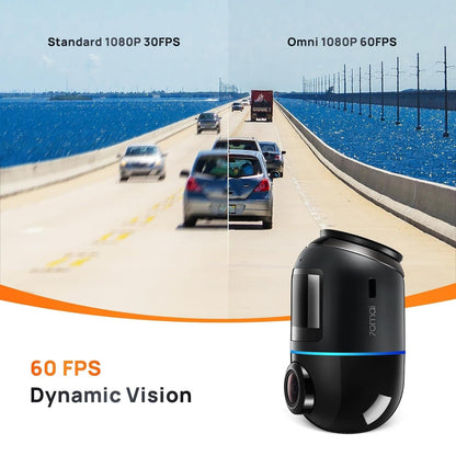 70mai Dash Cam Omni 360 X200, 1080P, 32Gb, Wi-Fi, GPS, AI, гласово управление, 1,2-инчов дисплей X200-32-BK