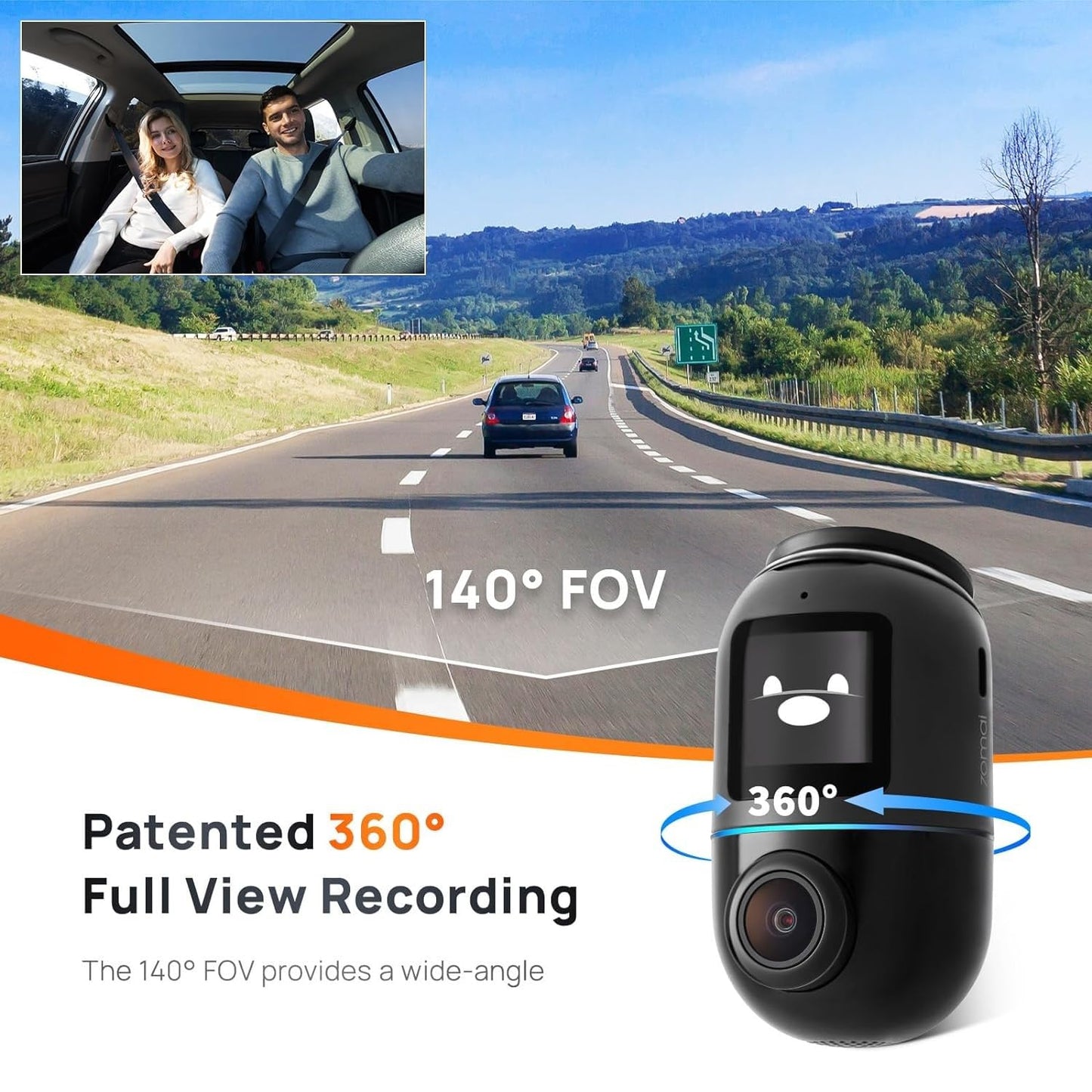 70mai Dash Cam Omni 360 X200, 1080P, 32Gb, Wi-Fi, GPS, AI, гласово управление, 1,2-инчов дисплей X200-32-BK