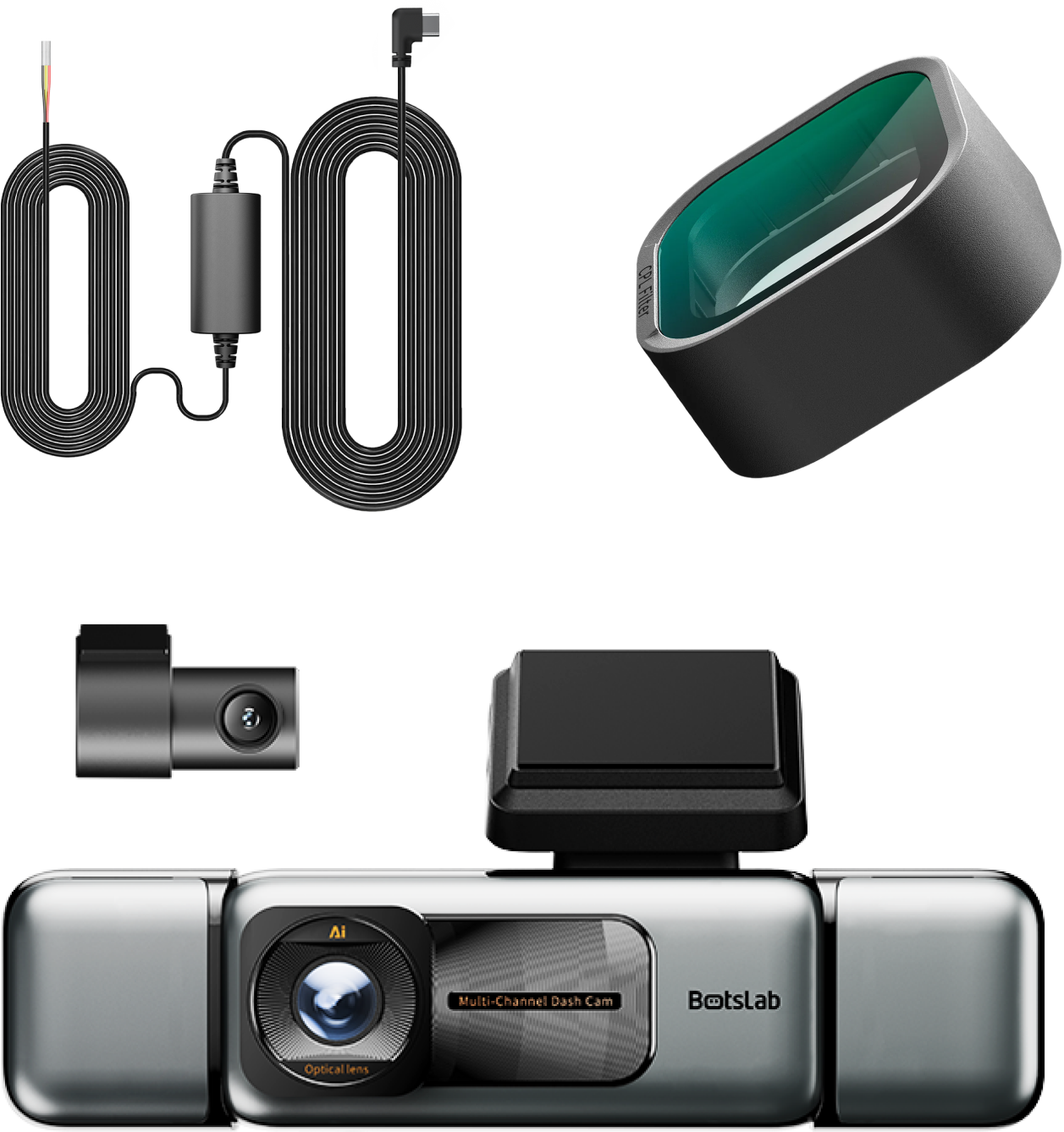 Камера за кола отпред и отзад Botslab G980H 4CH, 3K, Wi-Fi, GPS, дисплей 3.18 инча
