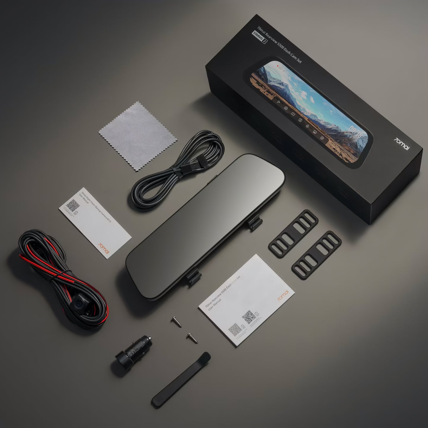 Автомобилна камера предна и задна 70mai Dash Cam S500, 3K, Wi-Fi, Дисплей 9.35 инча