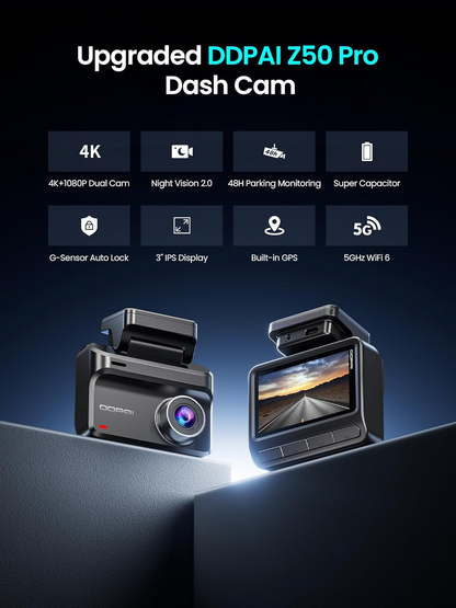 Автомобилна камера предна и задна DDPAI Z50 Pro Dual, 4K, Wi-Fi, GPS, Дисплей 3 инча
