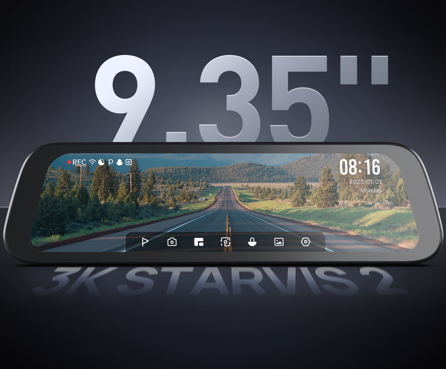 Автомобилна камера предна и задна 70mai Dash Cam S500, 3K, Wi-Fi, Дисплей 9.35 инча