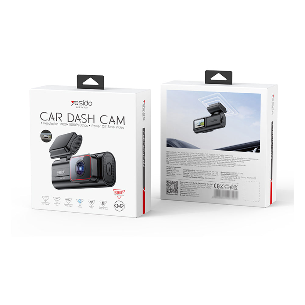 Автомобилна камера Yesido KM21, 1080P, Wi-Fi, Дисплей 1.47 инча