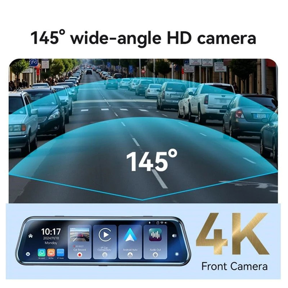 Автомобилна камера Yesido KM24 с Carplay / Android Auto, 4K, Дисплей 9.66 инча