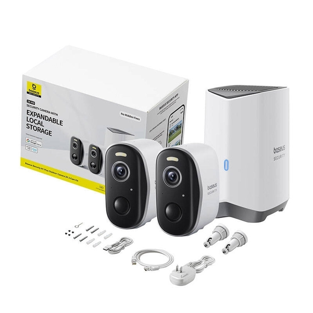 Камера за наблюдение Baseus N1 Plus, Wi-Fi, 2K, IP67, Външна, Комплект 2 броя S0TW012131