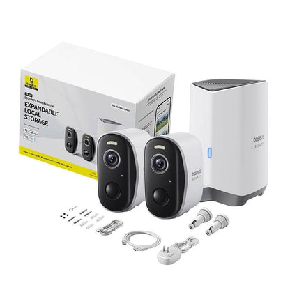 Камера за наблюдение Baseus N1 Plus, Wi-Fi, 2K, IP67, Външна, Комплект 2 броя S0TW012131