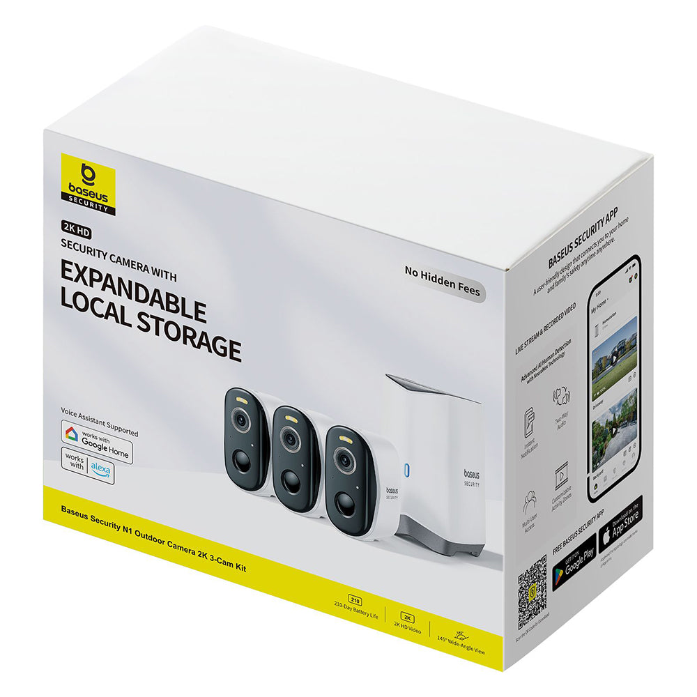 Камера за наблюдение Baseus N1, Wi-Fi, 2K, IP67, външна, комплект 3 броя S0TW012131