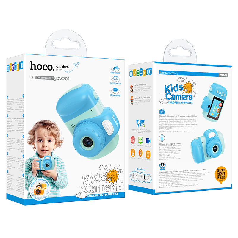 Дигитална камера HOCO DV201 Kids, 1080P, 2MP, Синя