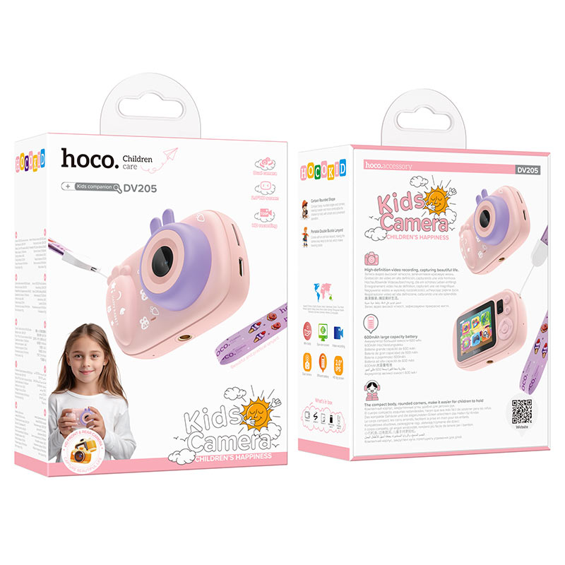 Дигитална камера HOCO DV205 Kids, 720P, 1MP, Розова