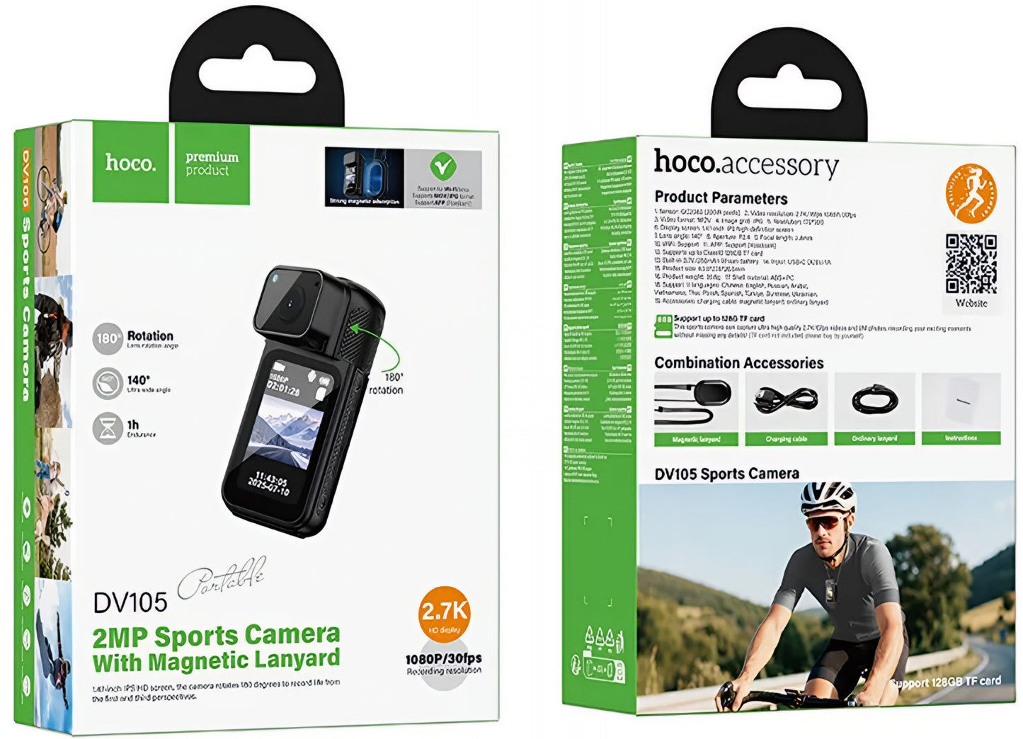 Спортна камера HOCO DV105, 2.7K, дисплей 1.47 инча, черна