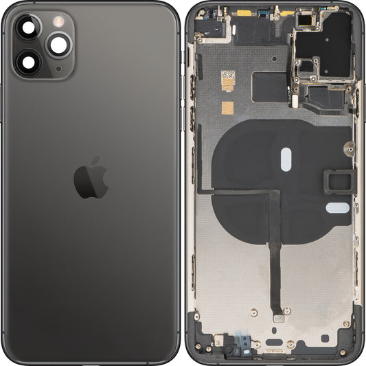 Капак за батерията на Apple iPhone 11 Pro Max, със среден калъф, черен (космическо сив), Swap 