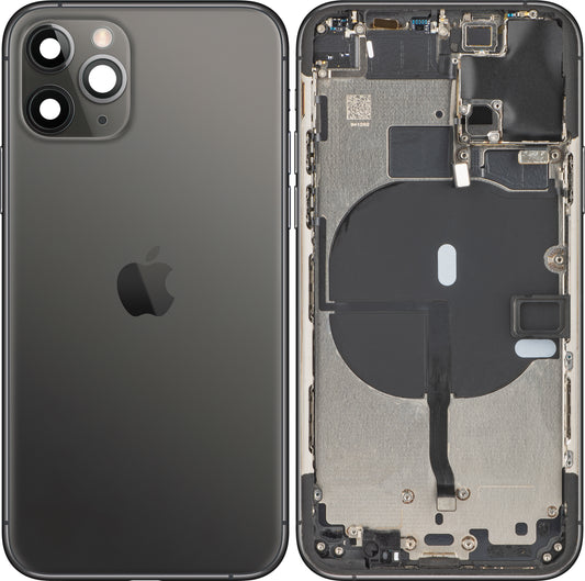 Капак за батерията на Apple iPhone 11 Pro, с половин калъф, черен (матово космическо сив), смяна (клас B)