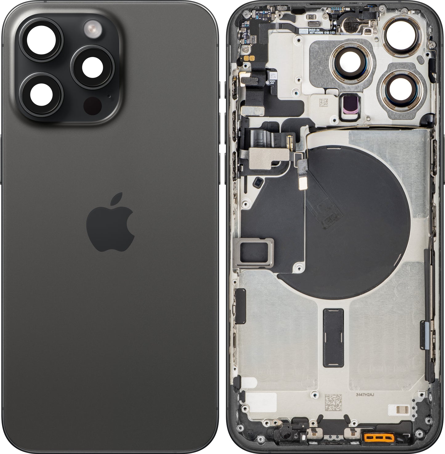Капак на батерията Apple iPhone 15 Pro Max, със средна корпусна част, Черен (Black Titanium), Swap