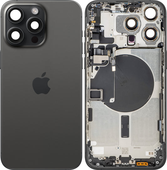 Капак на батерията Apple iPhone 15 Pro Max, със средна корпусна част, Черен (Black Titanium), Swap