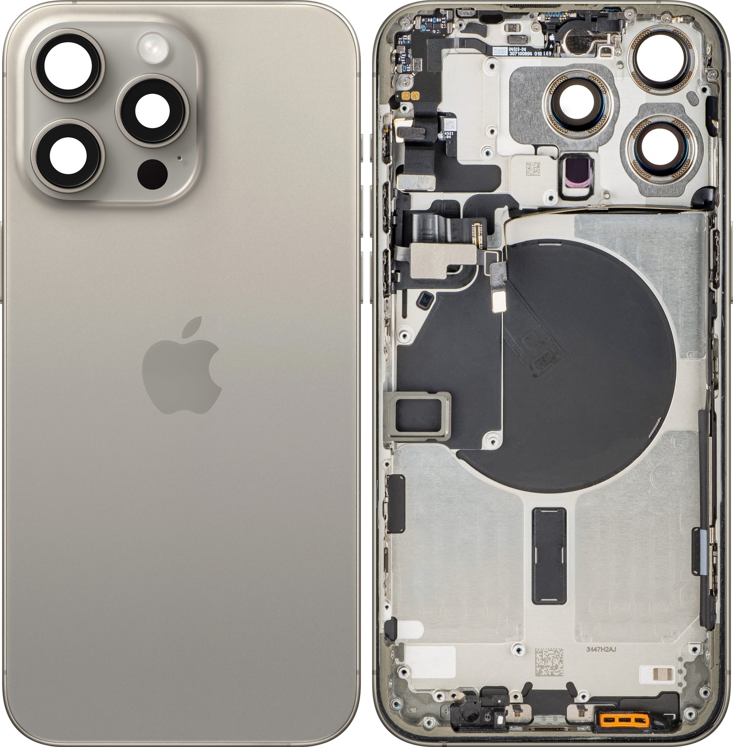 Капак на батерията Apple iPhone 15 Pro Max, със среден корпус, Бежов (Natural Titanium), Swap