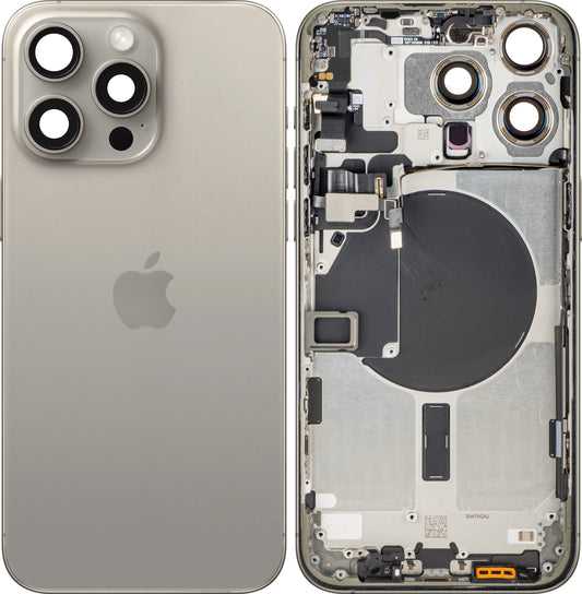 Капак на батерията Apple iPhone 15 Pro Max, със среден корпус, Бежов (Natural Titanium), Swap