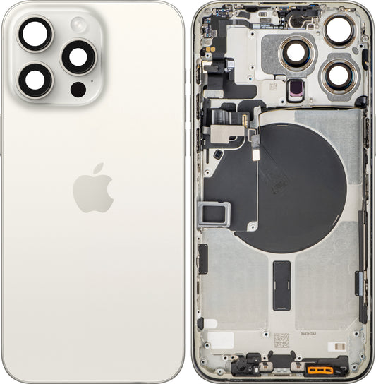 Капак на батерията Apple iPhone 15 Pro Max, със среден корпус, Бял (White Titanium), Swap