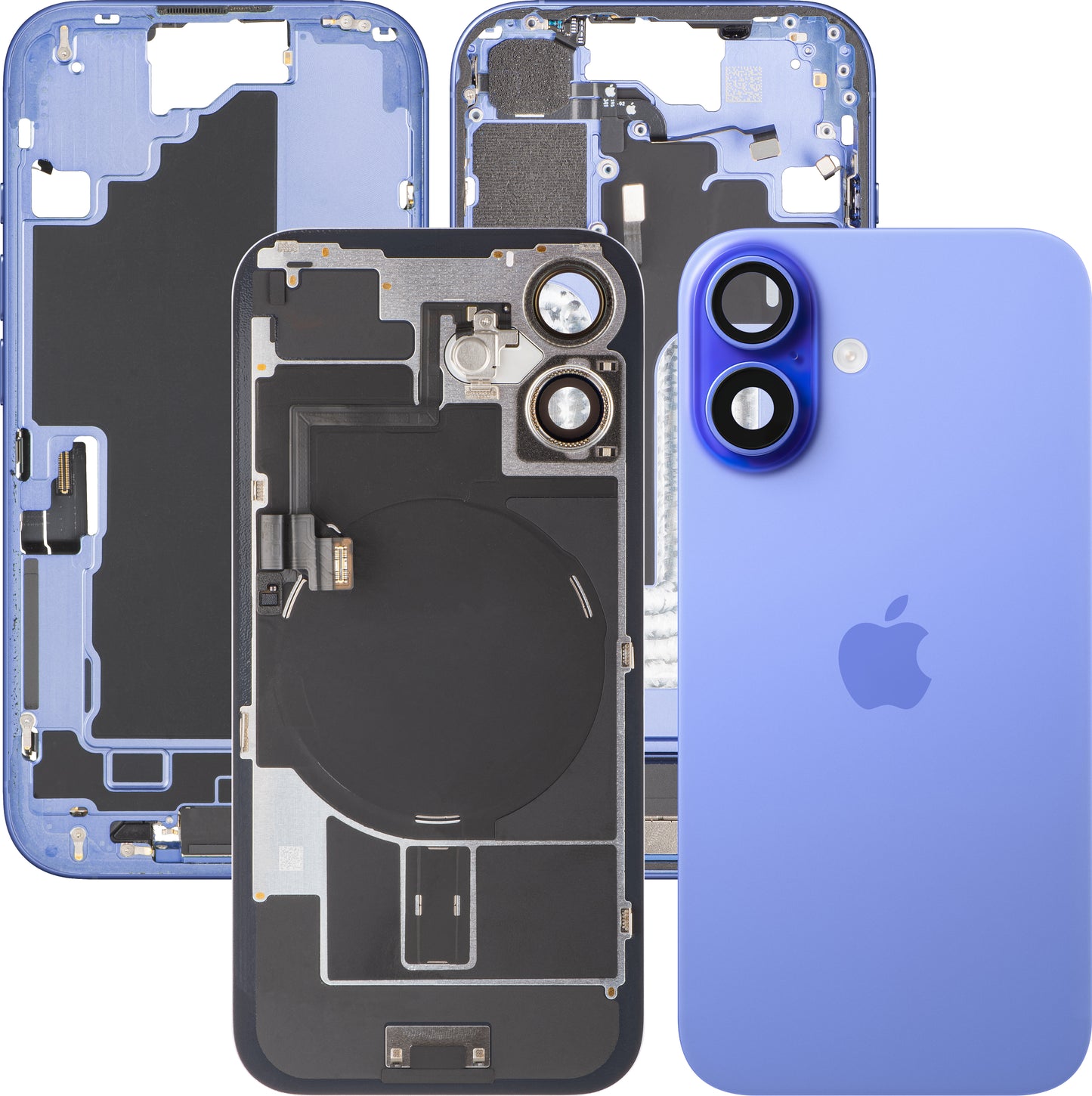 Капак на батерията Apple iPhone 16, със средна корпусна част, пълен комплект, син (Ултрамарин), Swap