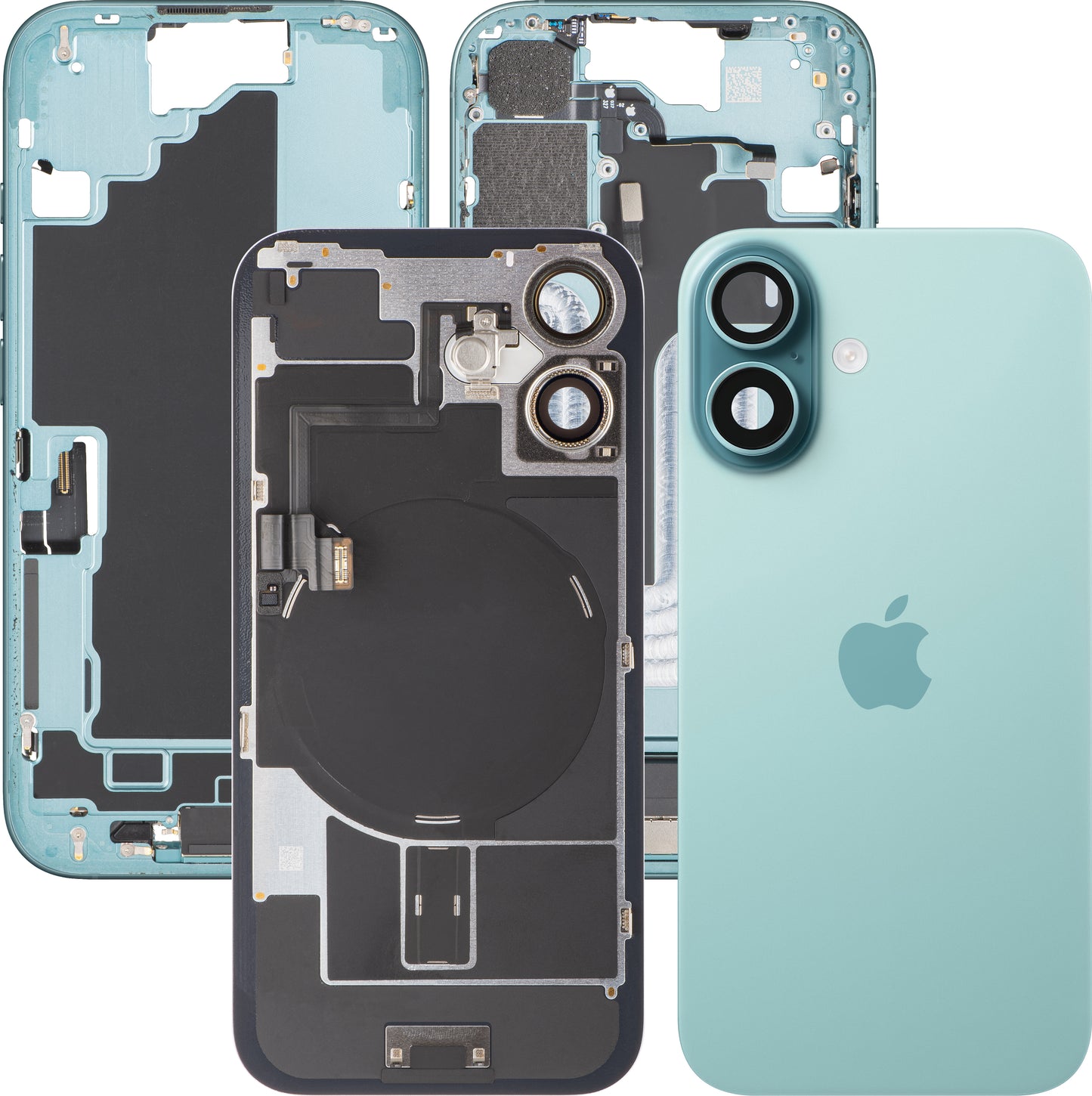Капак на батерията Apple iPhone 16, със средна корпусна част, пълен комплект, зелен (Teal), Swap