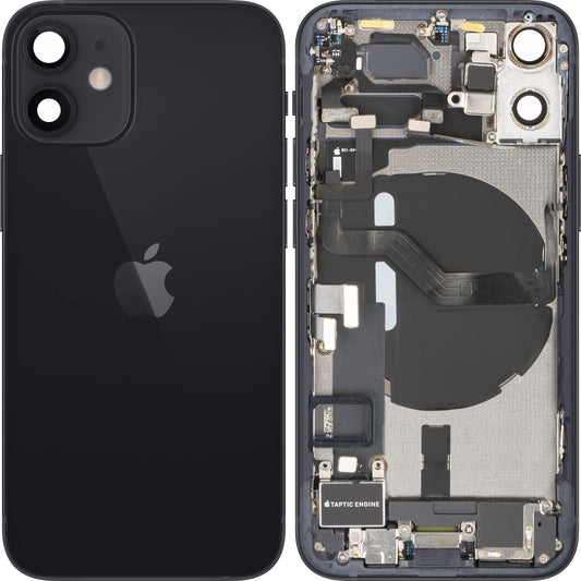 Капак на батерията Apple iPhone 12 mini, със средна корпусна част, пълен комплект, черен, Swap