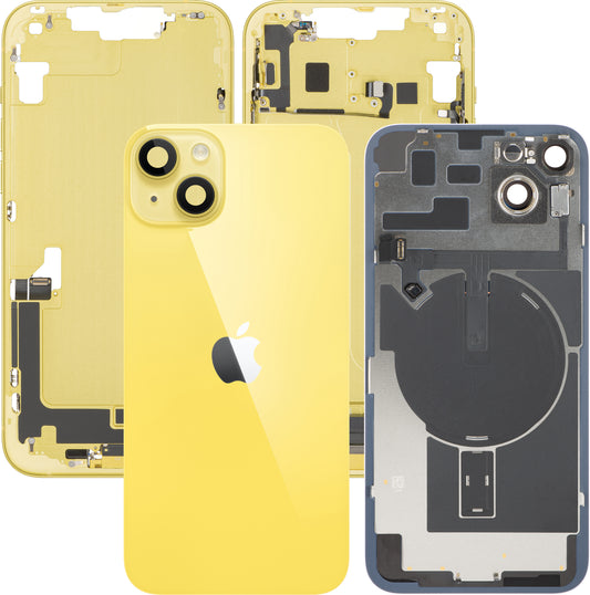 Apple iPhone 14 Plus Battery Cover, With Middle Case, Full Parts, Yellow, Premium Swap