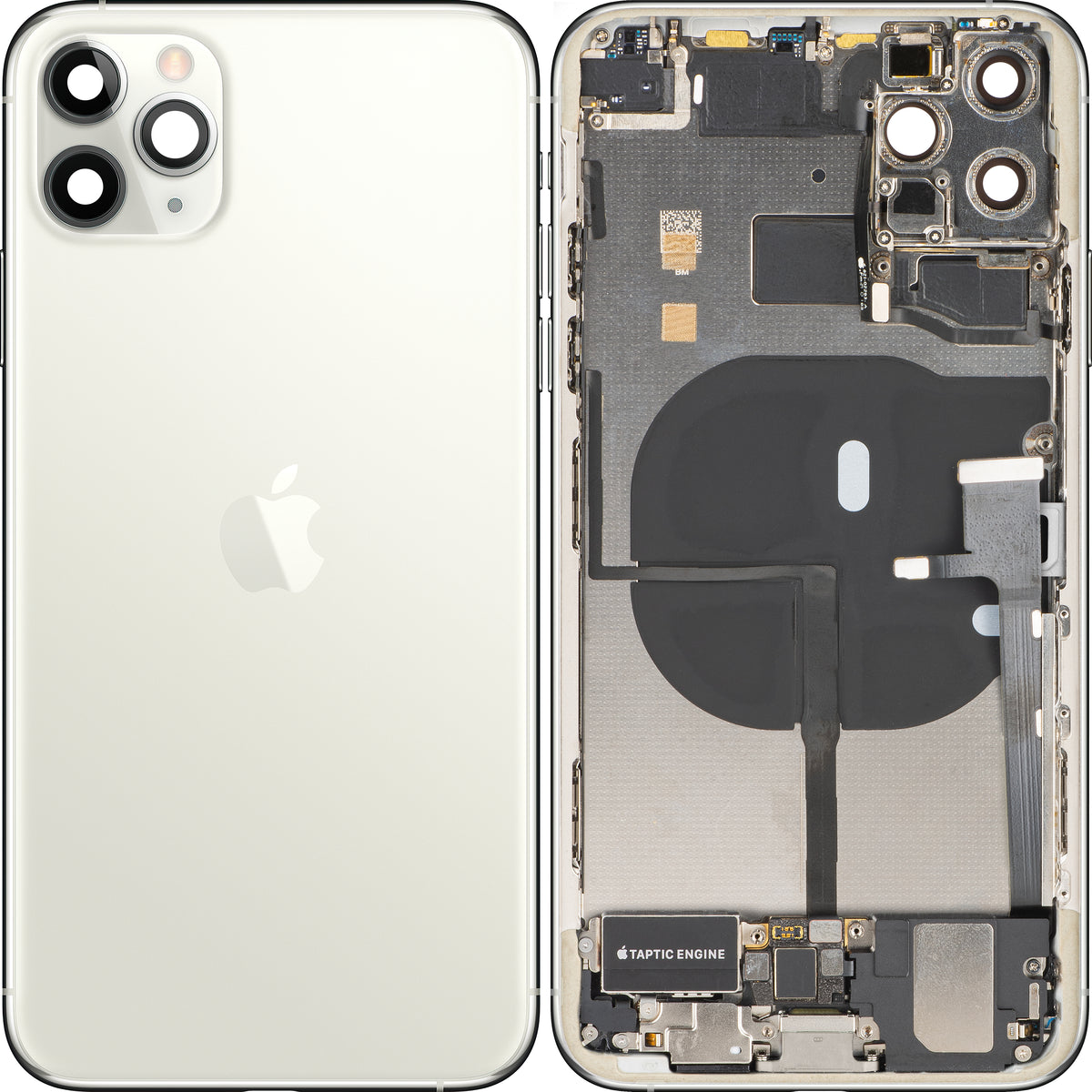 Капак за батерия Apple iPhone 11 Pro Max, с междинен корпус, пълни части, сребрист (матов сребърен), Swap Premium