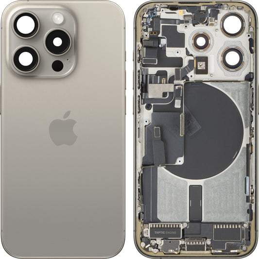 Капак за батерия Apple iPhone 15 Pro с междинен корпус, версия за САЩ, бежов (естествен титан), Swap