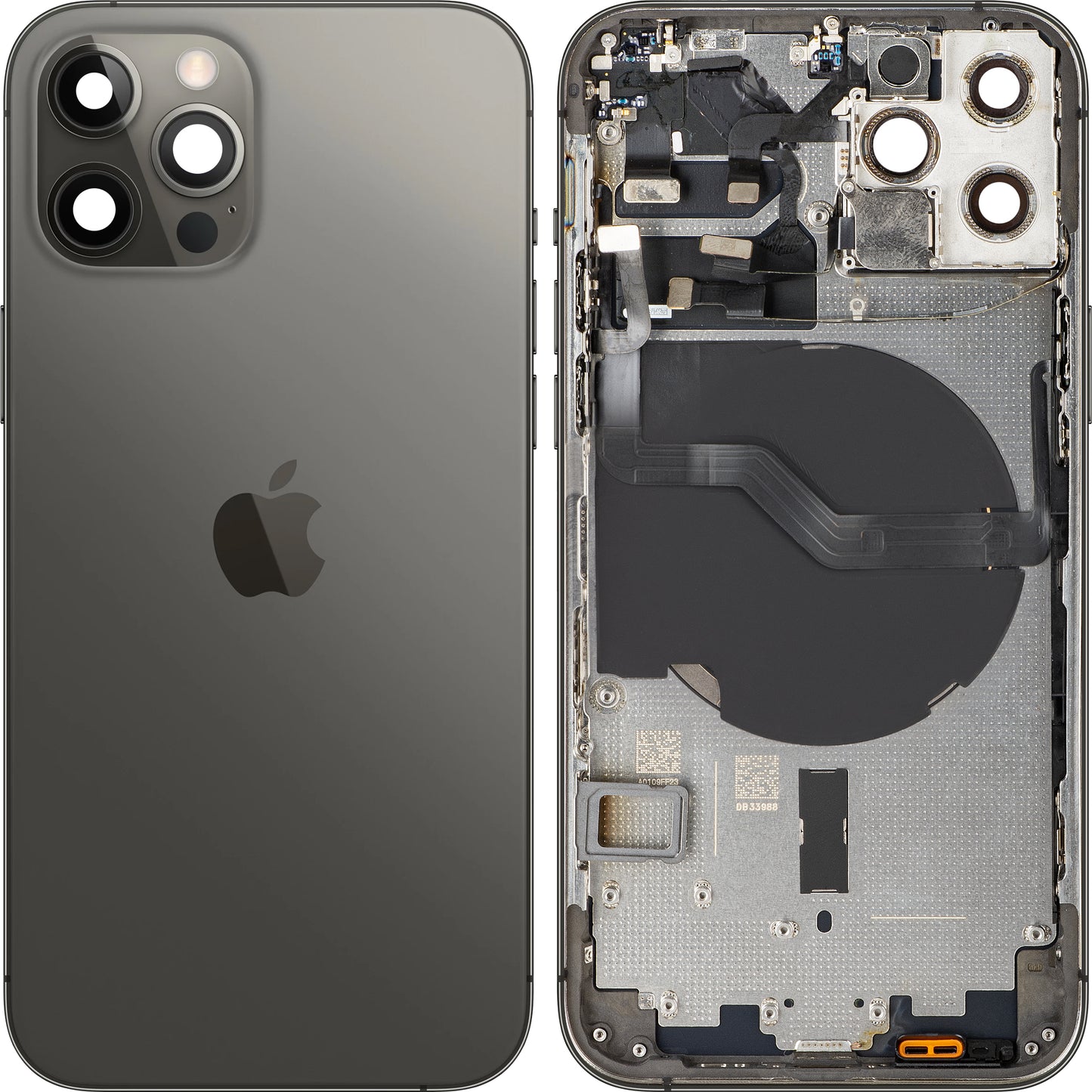 Капак на батерията, съвместим с Apple iPhone 12 Pro, със среден корпус, черен