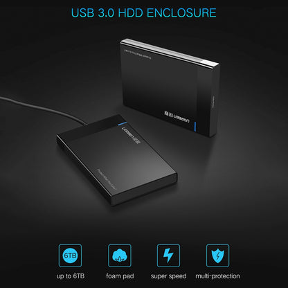 Rack UGREEN US221 за HDD / SSD SATA 2.5inch, USB 3.0, Черен
