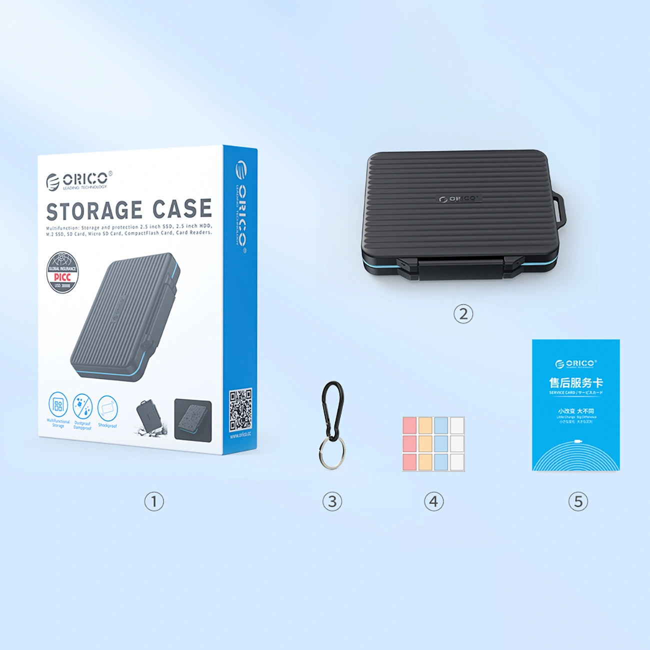 Калъф за защита Orico PHCD-3 за SD / microSD карти памет, черен