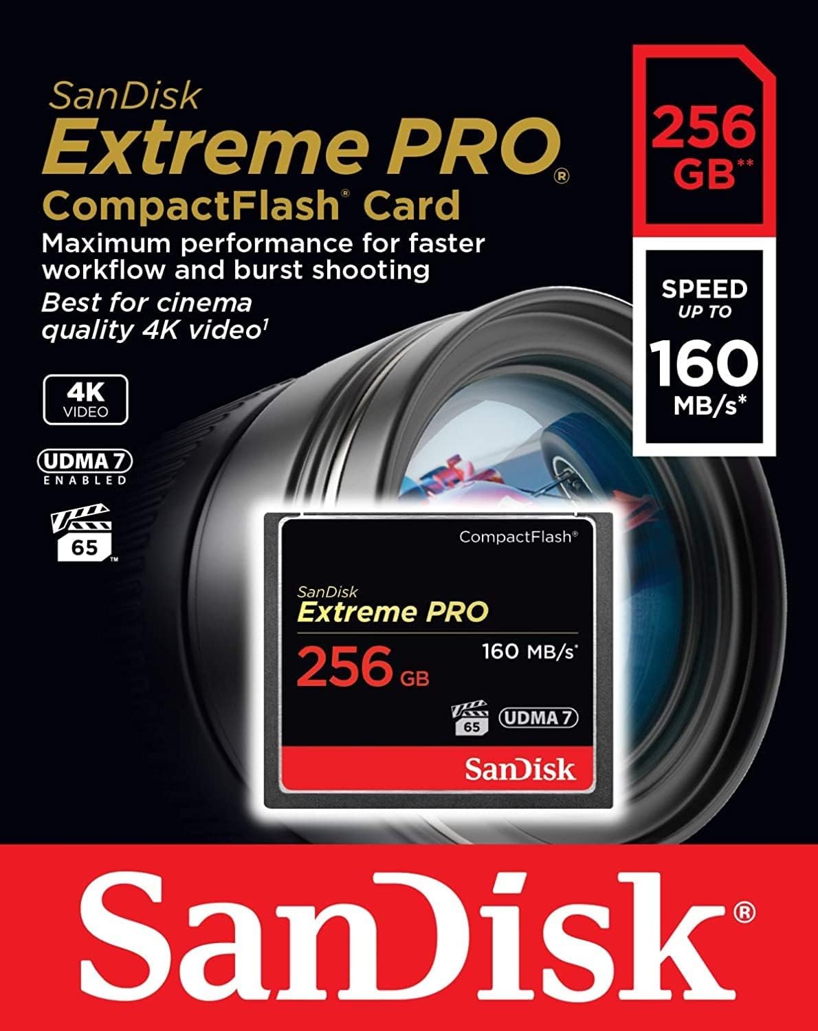 Карта памет CompactFlash SanDisk Extreme Pro, 256Gb, UDMA 7 SDCFXPS-256G-X46