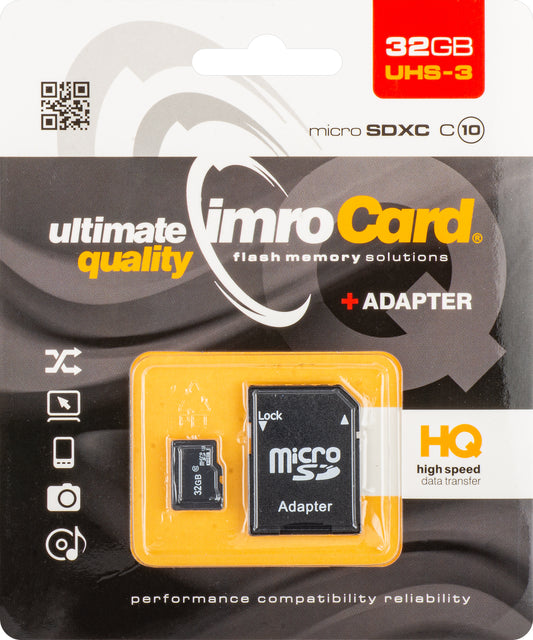 Карта памет microSDHC Imro, 32Gb, Клас 10 / UHS-1 U3, С адаптер