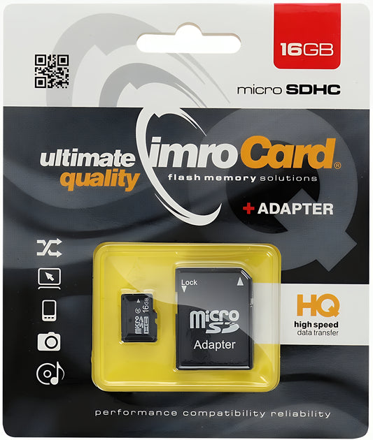 Карта памет microSDHC Imro, 16Gb, Клас 4, С адаптер